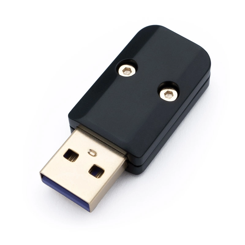 A black USB metal shell with two visible screws on its USB A Housing CNC - V2 casing, photographed on a white background.